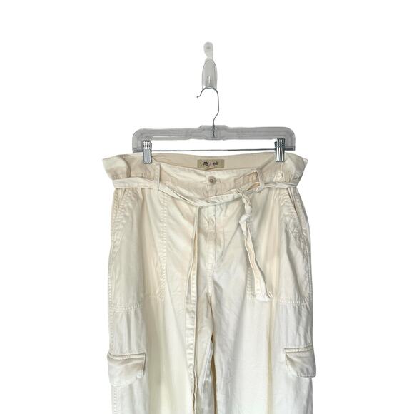 Madewell‎ White Vintage Canvas Belted Griff Super Wide Leg Cargo Pants Size 32 - Picture 4 of 13